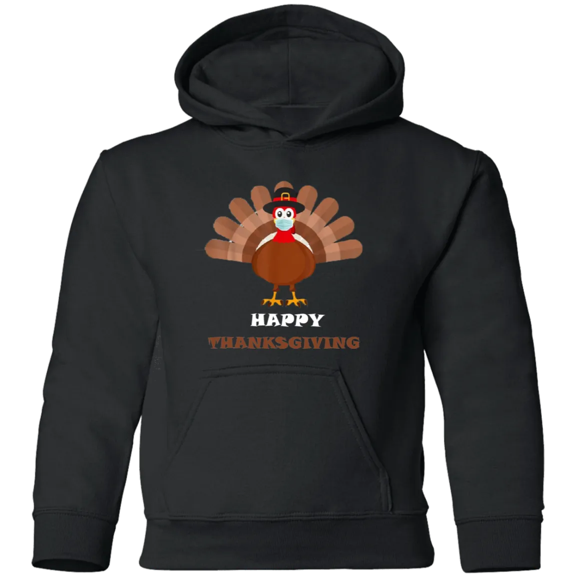 Happy Thanksgiving Masked Turkey Youth Pullover Hoodie