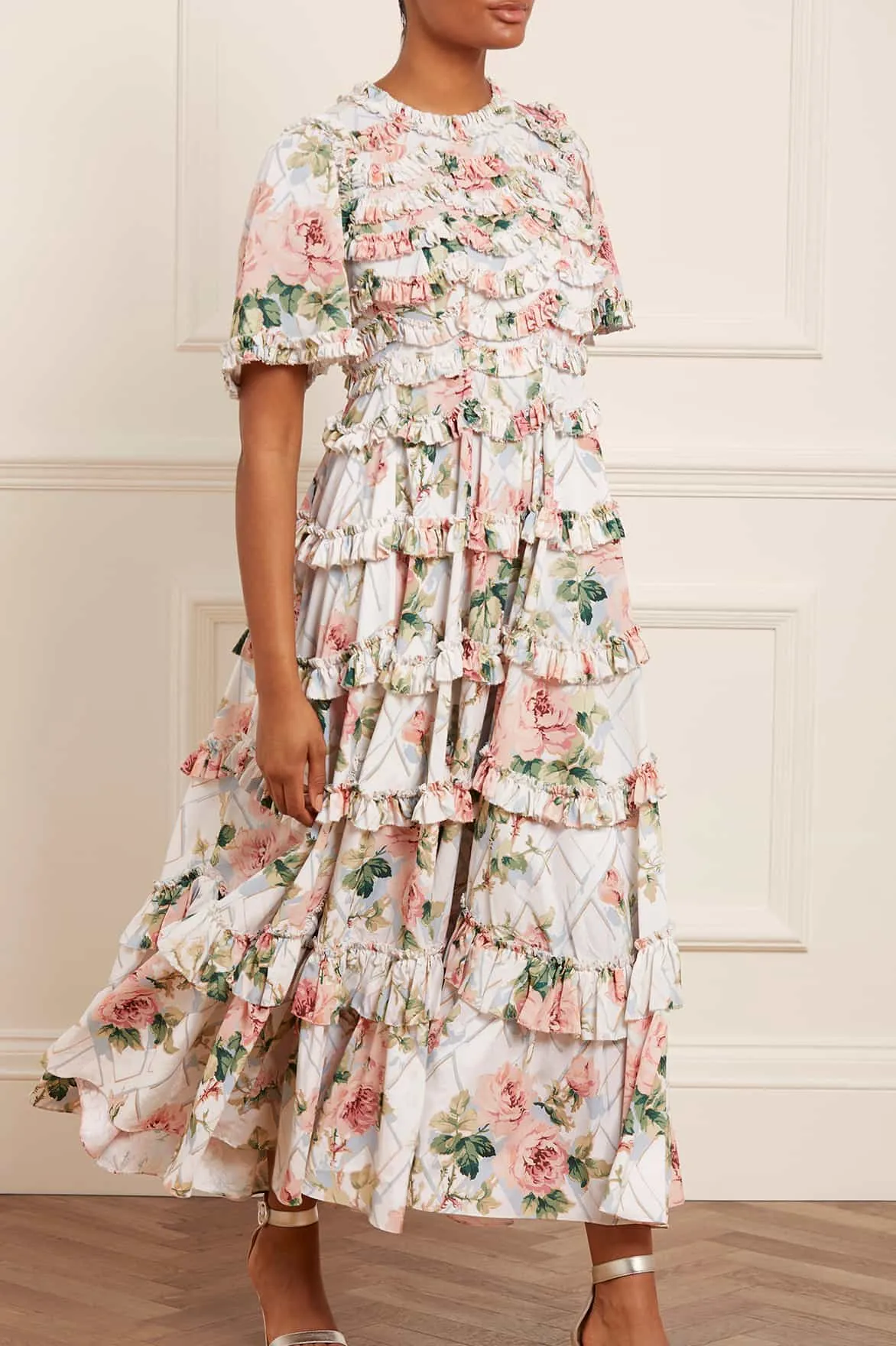 Harlequin Rose Crepe Ankle Gown