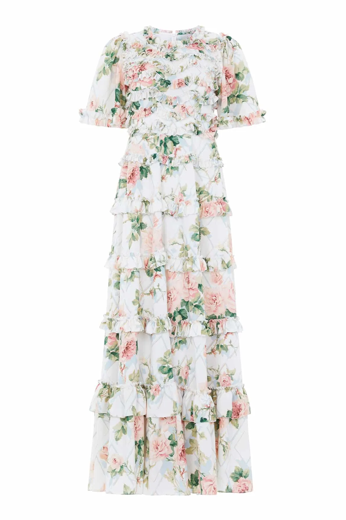 Harlequin Rose Crepe Ankle Gown