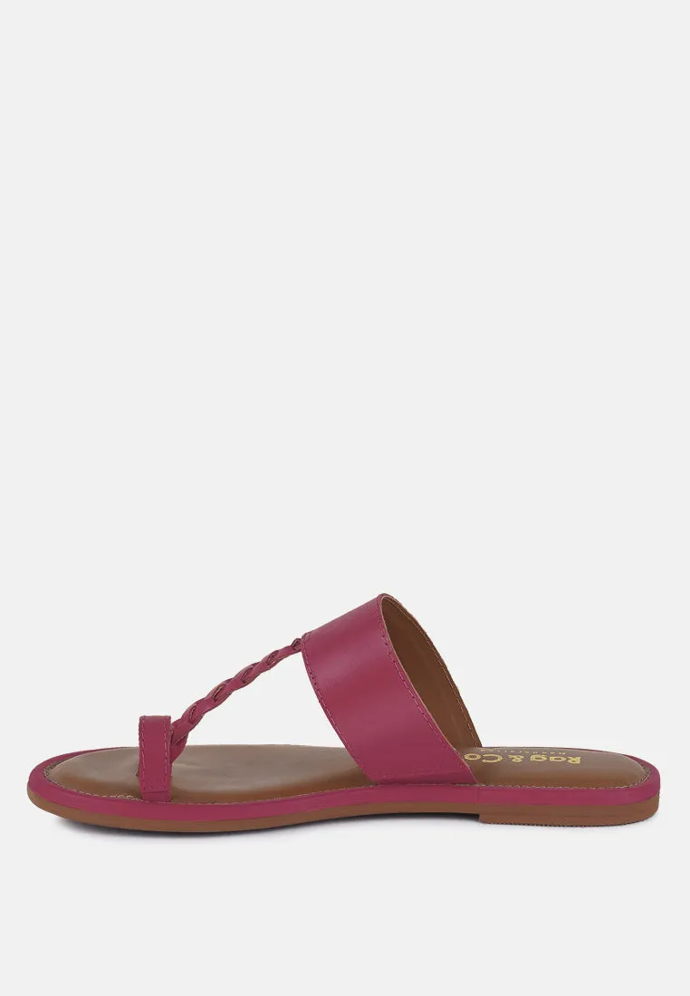 HARRIS Fuchsia Toe Ring Braided Slip Ons