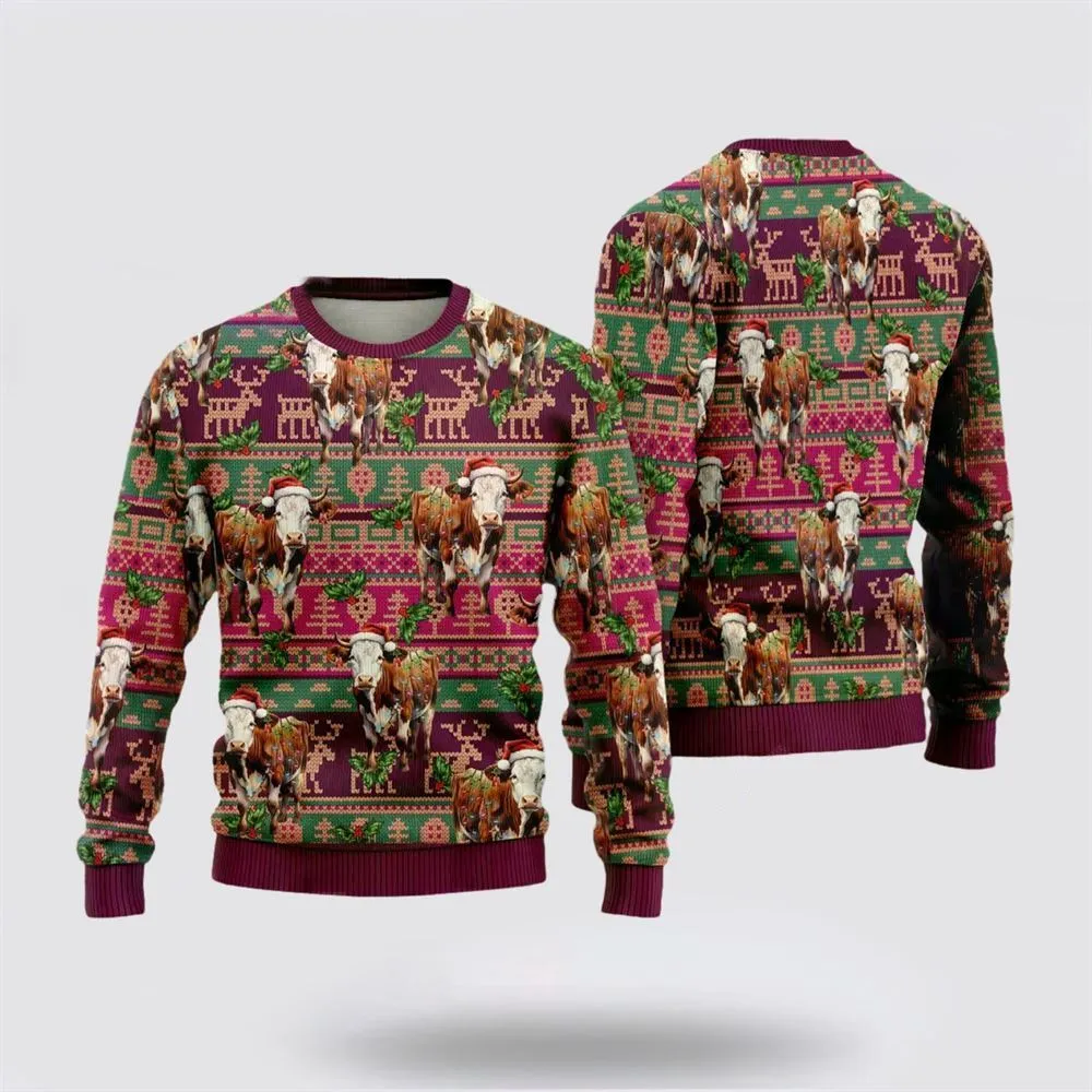 Hereford Cowss Ugly Christmas Sweater, Farm Sweater, Christmas Gift, Best Winter Outfit Christmas