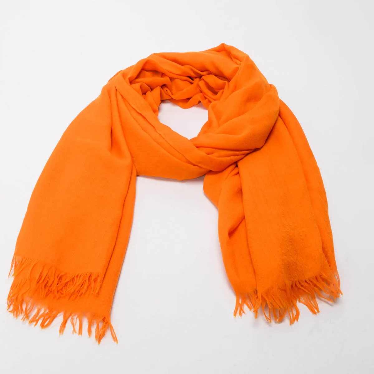 Hermes Orange Cashmere Herringbone H Shawl