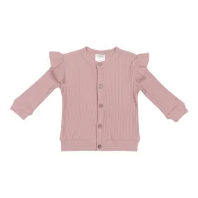 hi-hop Ruffle Ribbed Cardigan