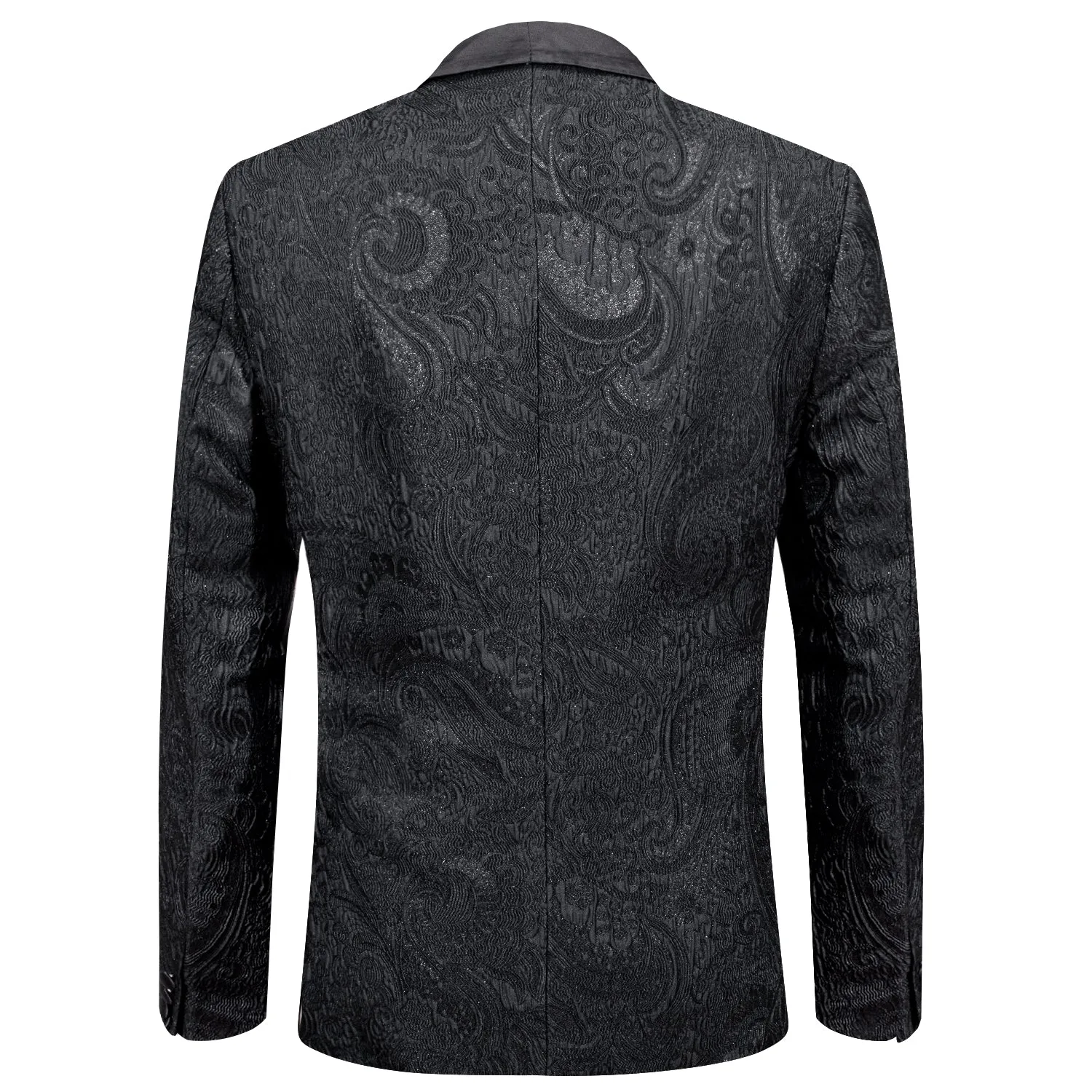 Hi-Tie Luxury Black Paisley Men's Suit Set