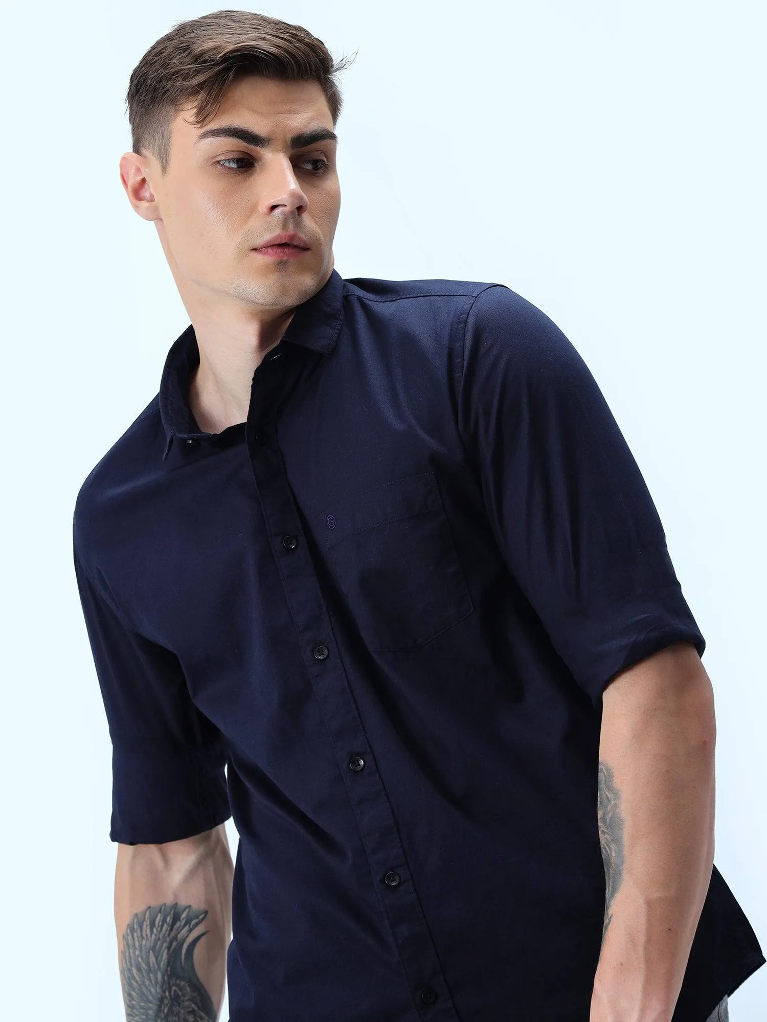 Houston Blue Wave Cotton Full Sleeve Shirt