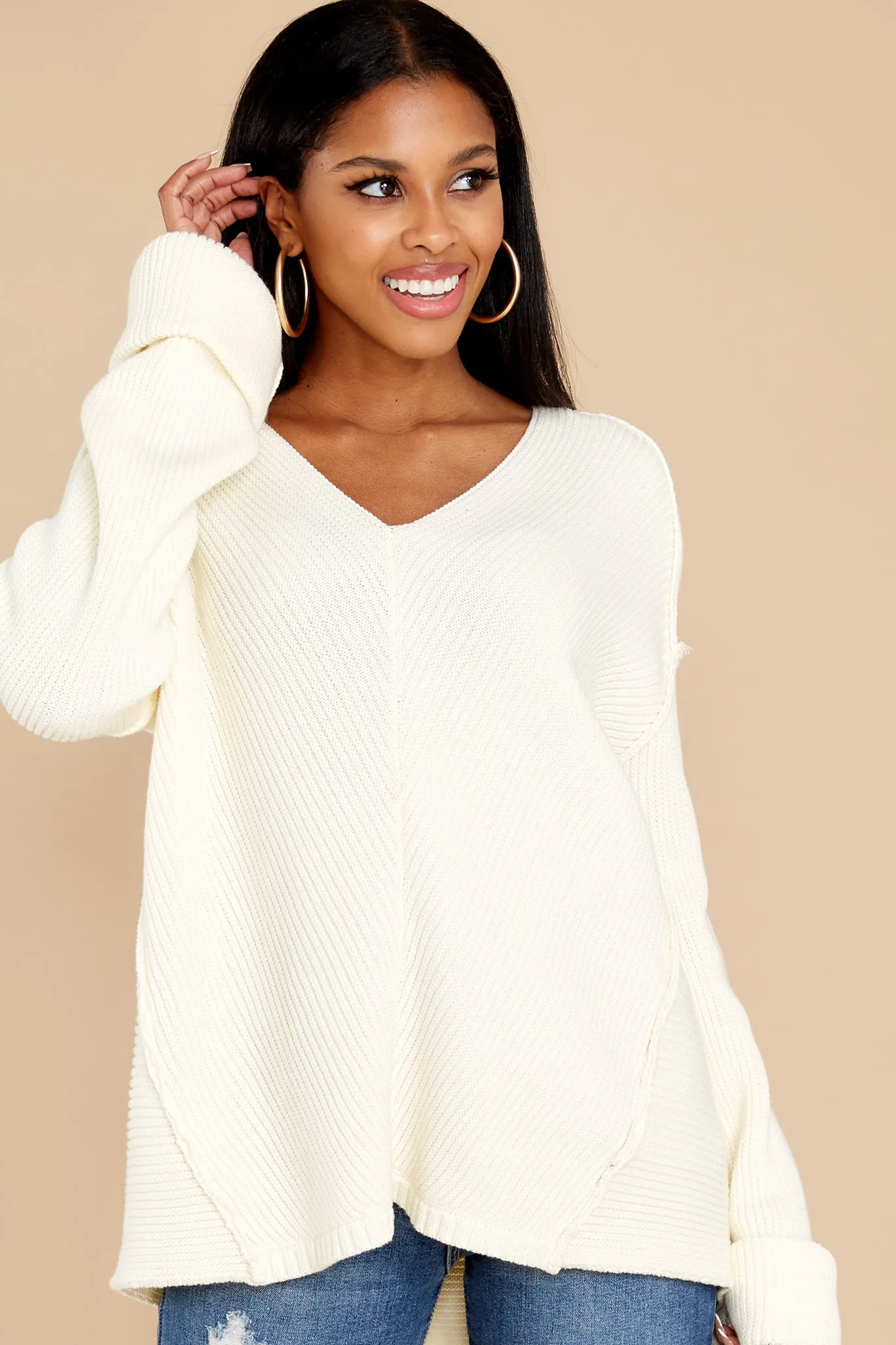 In The Lines Ivory Sweater