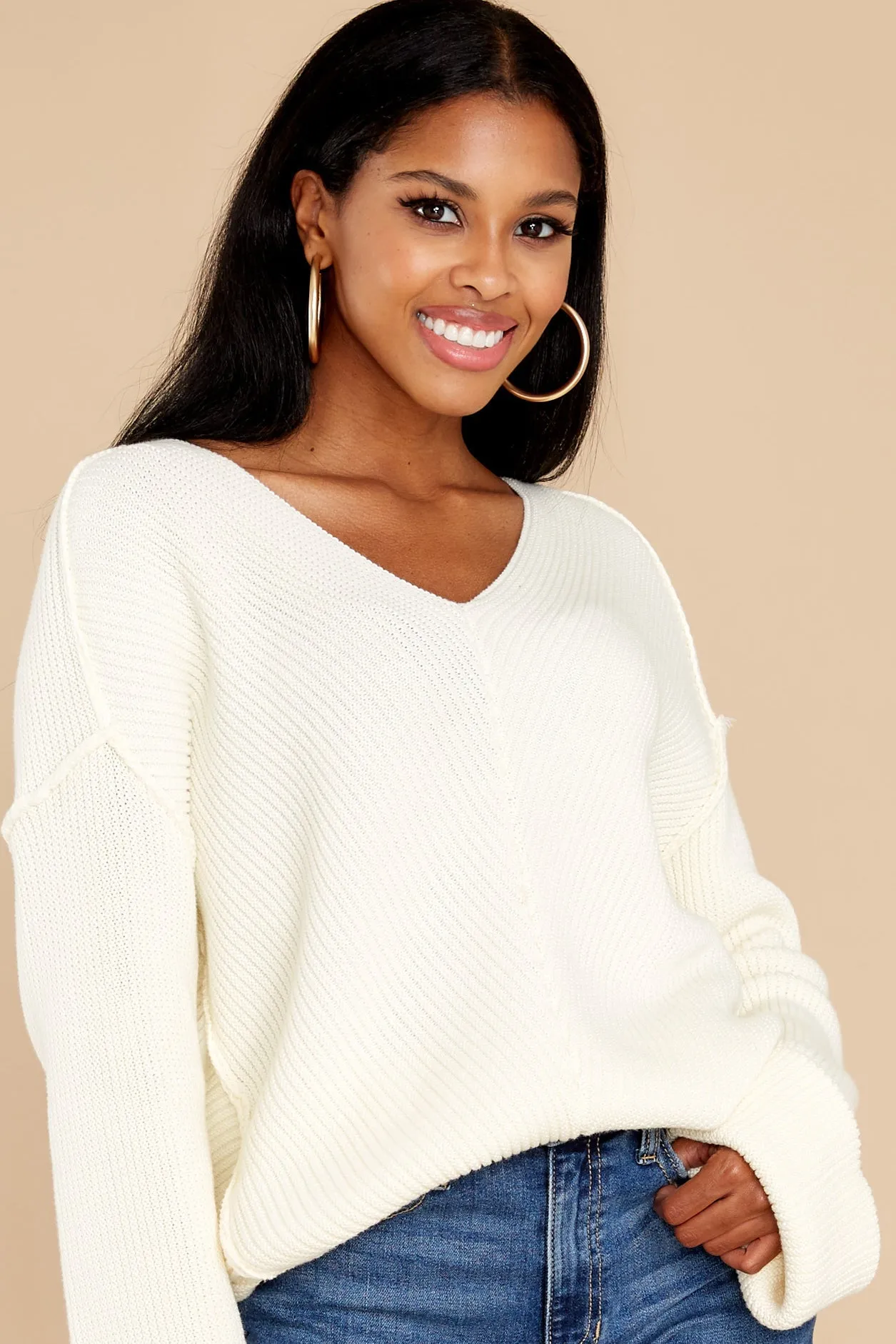 In The Lines Ivory Sweater