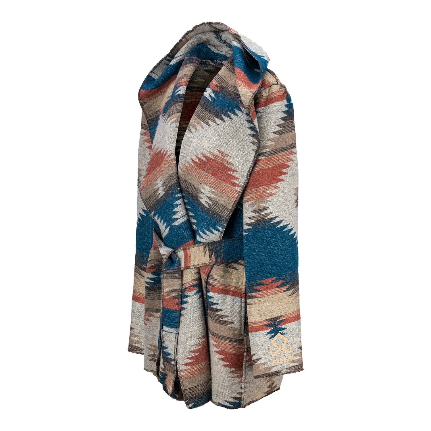 JJ X PBR Southwestern Print Tie Front Blanket Wrap Jacket with Hood