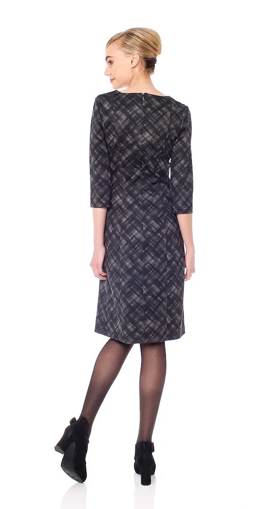 Jolie Dress, grey crosshatch