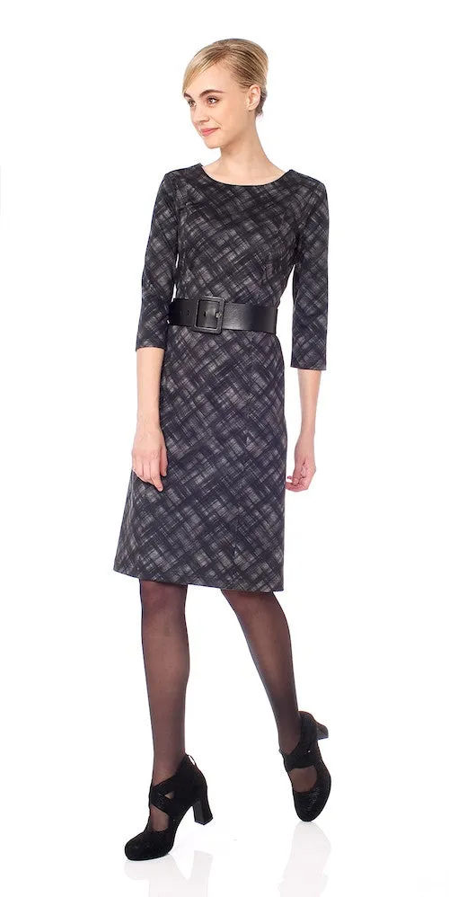 Jolie Dress, grey crosshatch