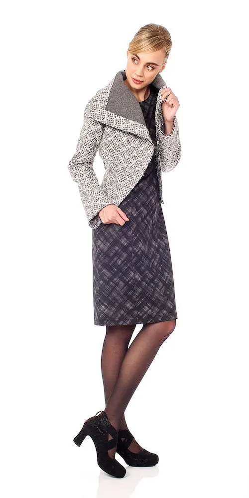 Jolie Dress, grey crosshatch