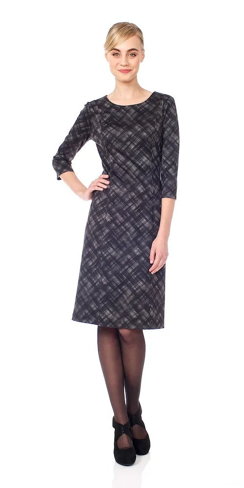 Jolie Dress, grey crosshatch