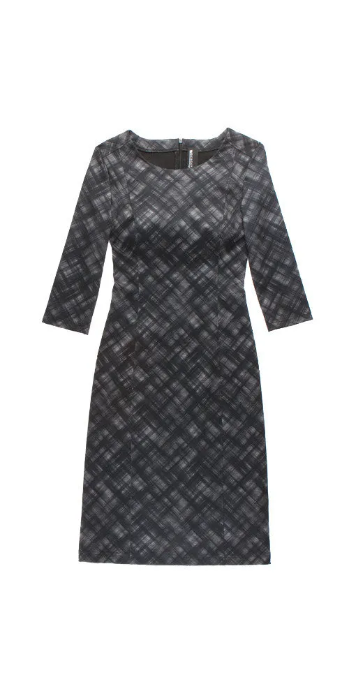 Jolie Dress, grey crosshatch