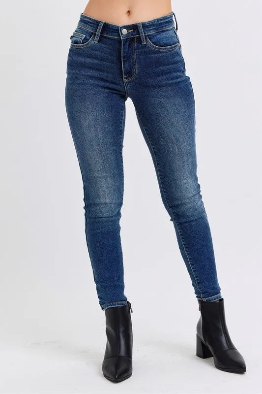 Judy Blue Mid-Rise Thermal Skinny Jeans with Pockets