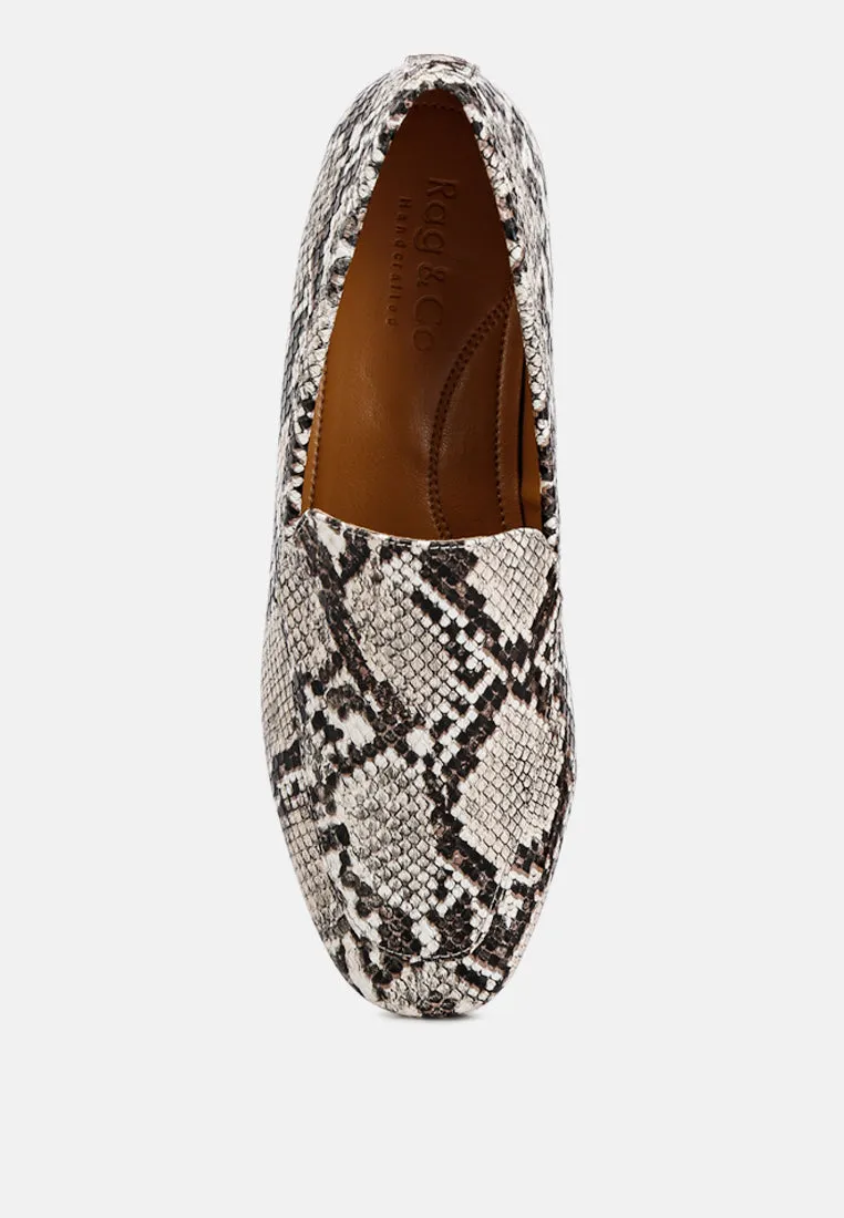 JULIA Snake Skin Textured Loafers