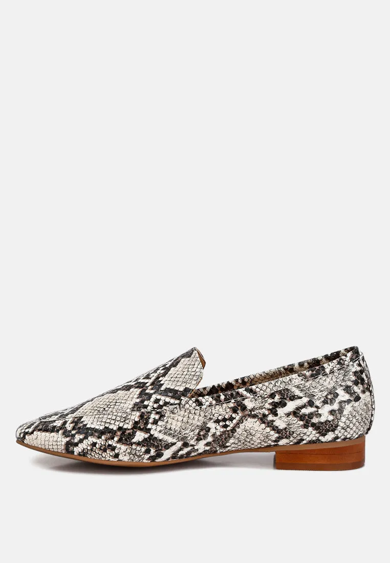 JULIA Snake Skin Textured Loafers