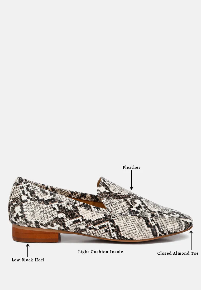 JULIA Snake Skin Textured Loafers