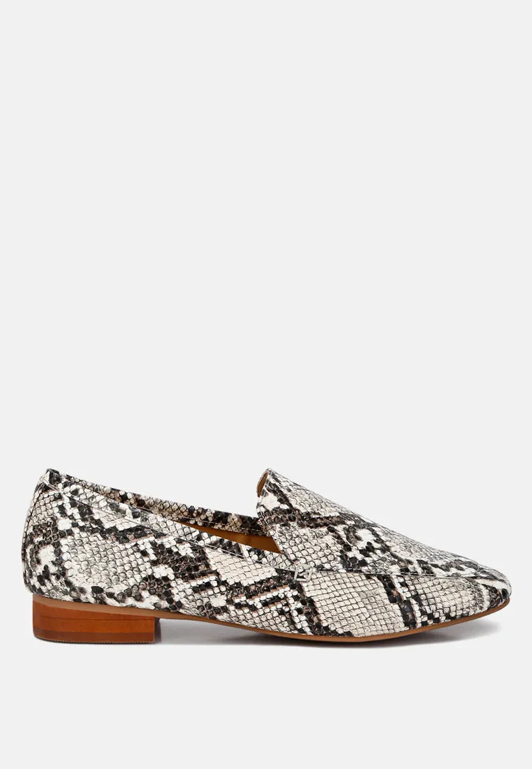 JULIA Snake Skin Textured Loafers