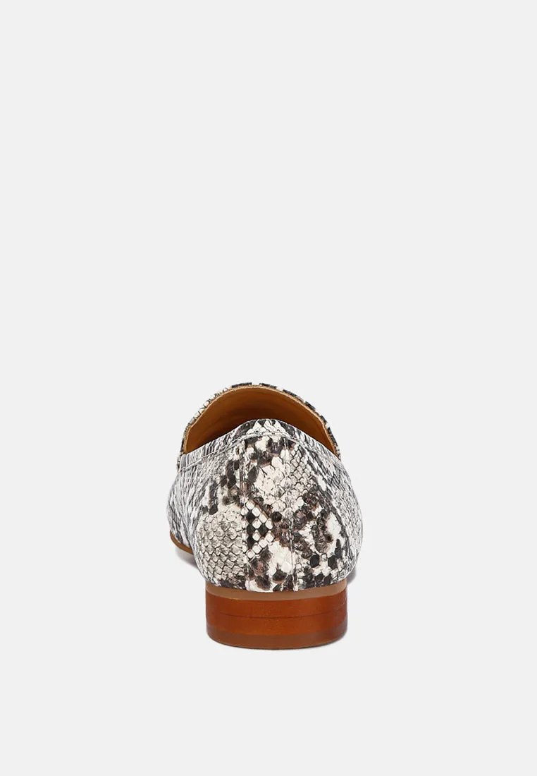 JULIA Snake Skin Textured Loafers