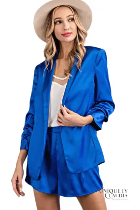 Katia Satin Shawl Royal Blue Blazer