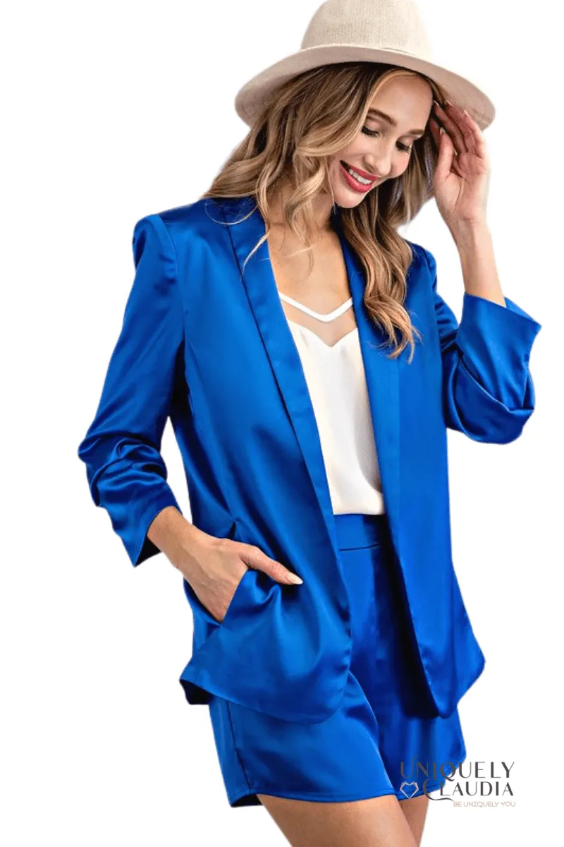 Katia Satin Shawl Royal Blue Blazer