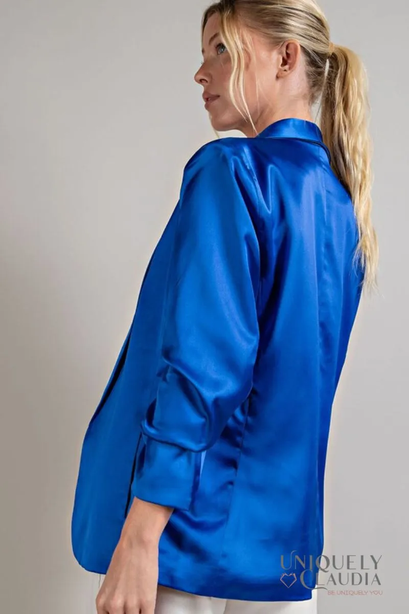 Katia Satin Shawl Royal Blue Blazer