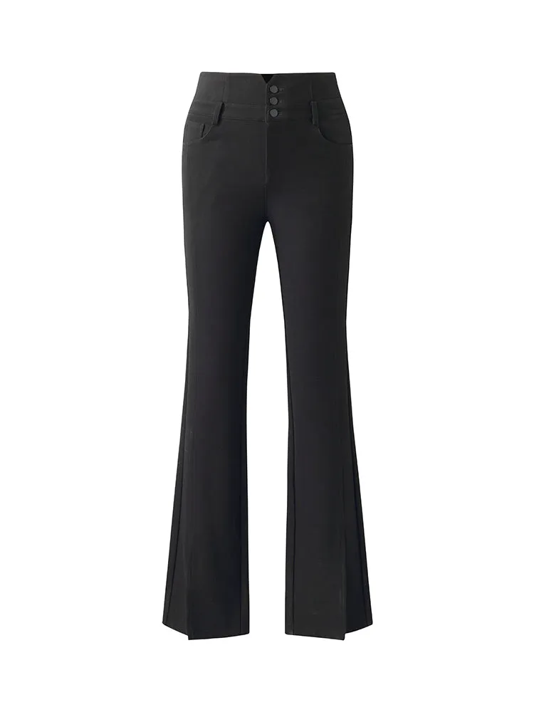 Knitted Slit Flared Women Pants