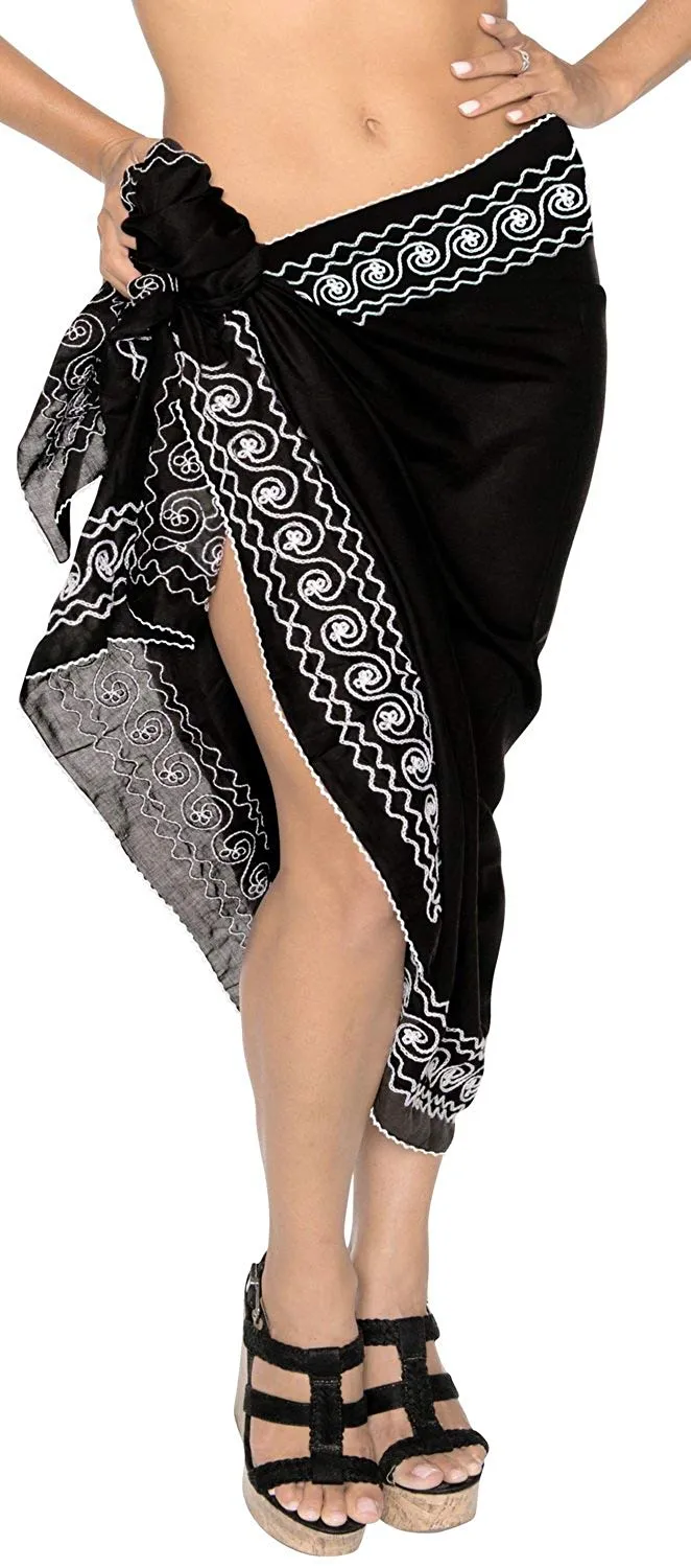 LA LEELA Women Beachwear Sarong Bikini Cover up Wrap Dress Solid 1 ONE Size