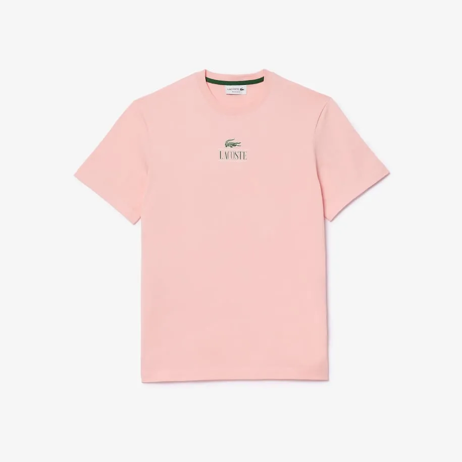 LACOSTE REGULAR FIT COTTON JERSEY BRANDED T-SHIRT Men’s -PINK-KF9