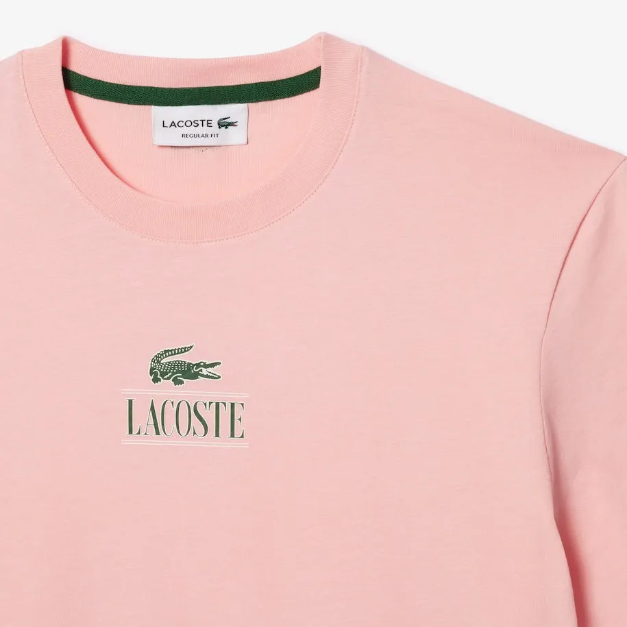 LACOSTE REGULAR FIT COTTON JERSEY BRANDED T-SHIRT Men’s -PINK-KF9