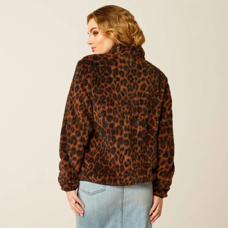 Ladies Ariat Berber Snap Front Leopard Sweatshirt - 10053009