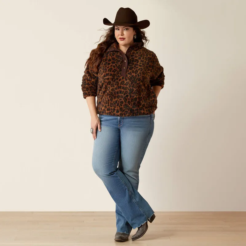 Ladies Ariat Berber Snap Front Leopard Sweatshirt - 10053009