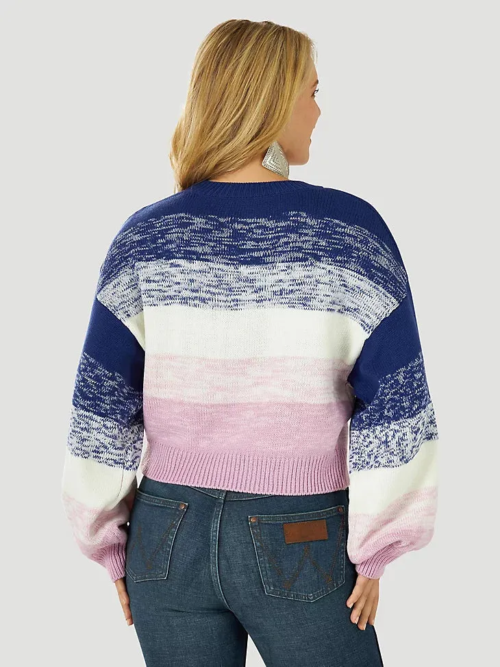 Ladies Wrangler Balloon Sleeve Heather Ombre Sweater - 112317787 - FINAL SALE