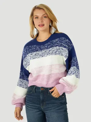 Ladies Wrangler Balloon Sleeve Heather Ombre Sweater - 112317787 - FINAL SALE