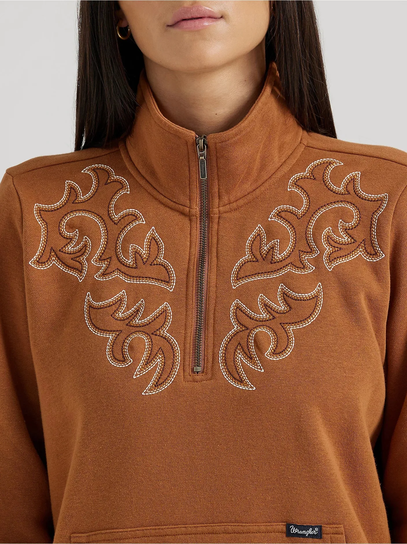 Ladies Wrangler Western Stitch Yoke Quarter Zip Sweatshirt - 112356689