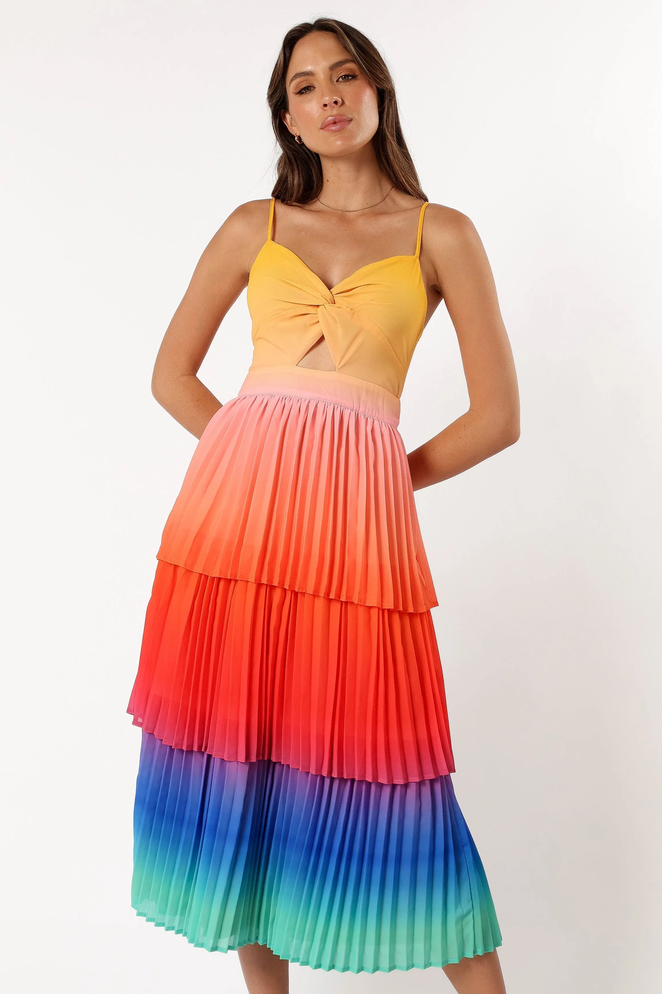 Lanos Tiered Midi Dress - Multicoloured