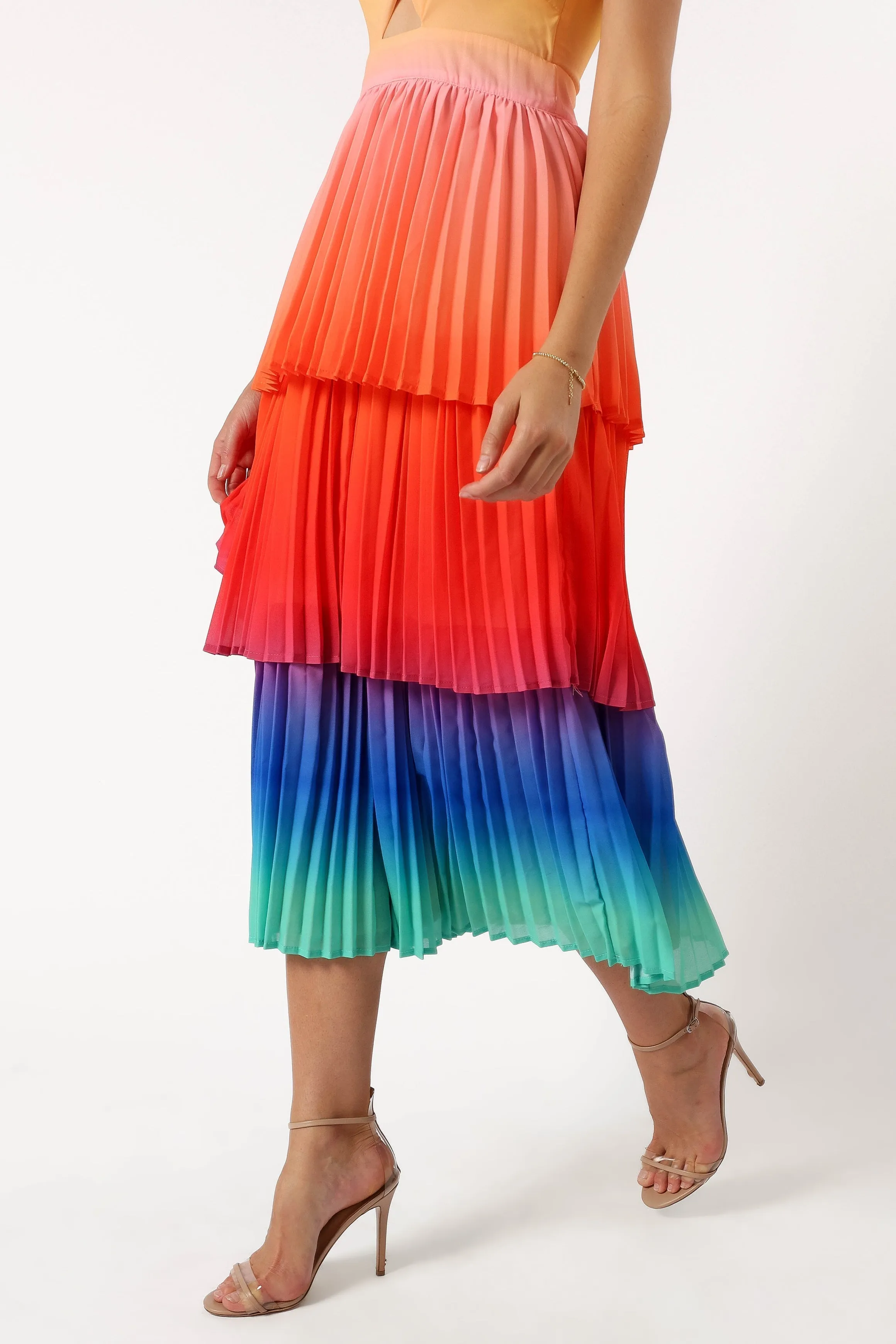 Lanos Tiered Midi Dress - Multicoloured