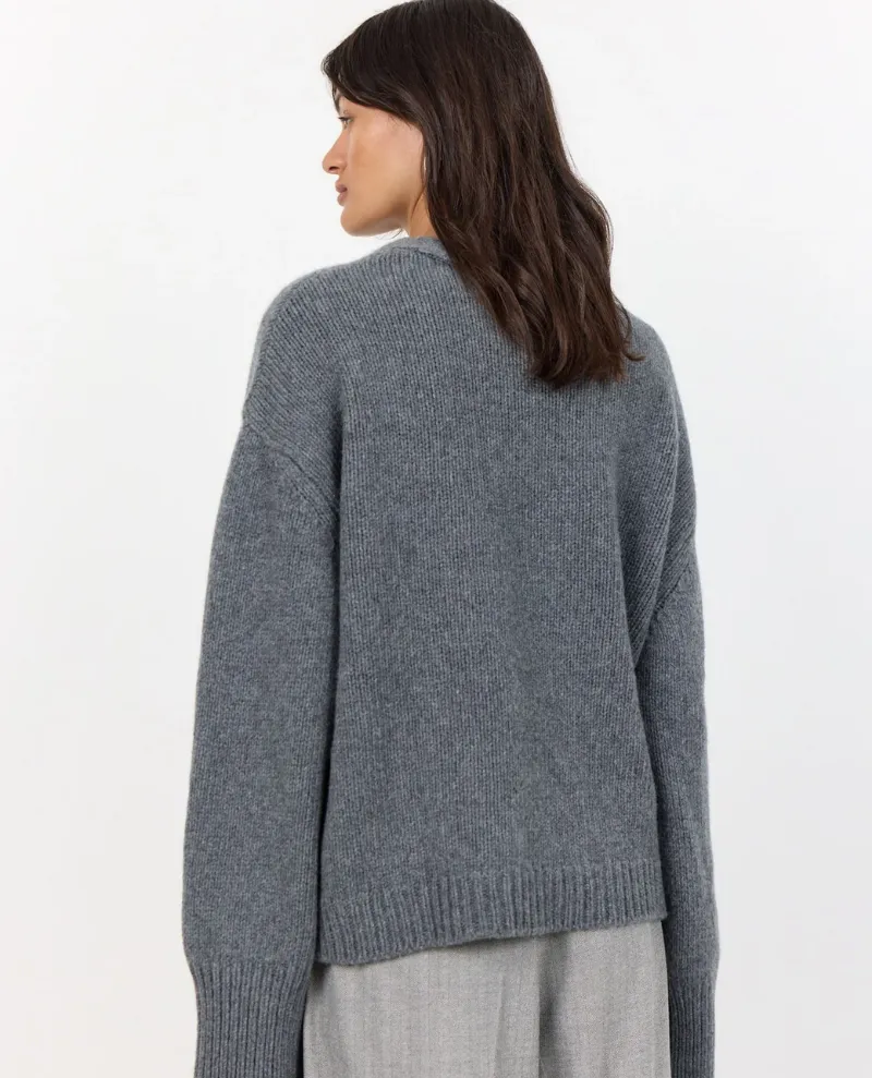 Levete Room Perle Smoke Grey Double Button Cardigan