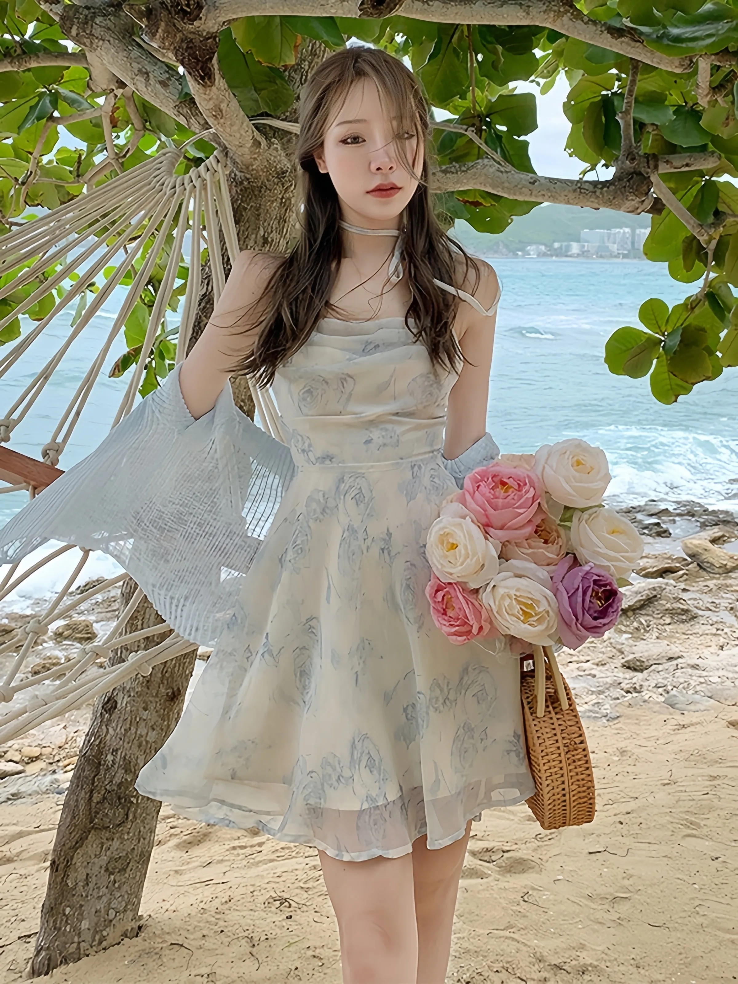 Light Blue Cardigan and Dress Set