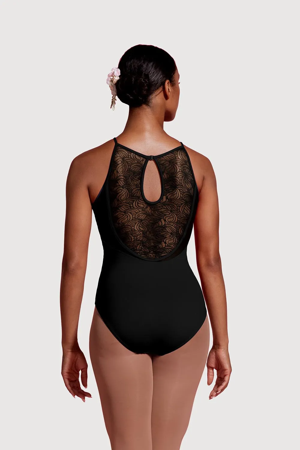 LM52179 - Mirella Mesh High Neck Womens Keyhole Back Leotard