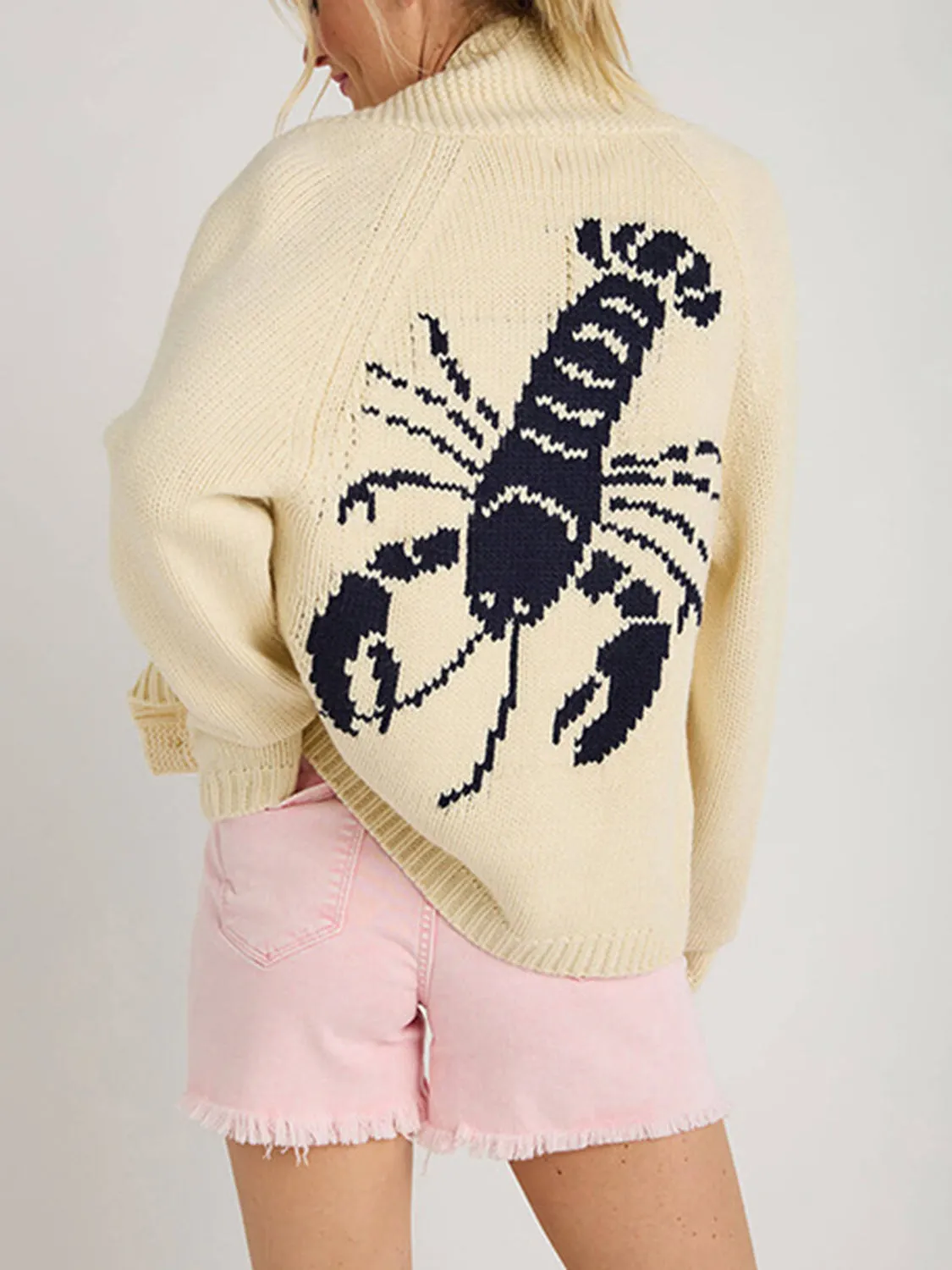 Lobster Button Up Long Sleeve Cardigan