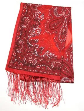 Lovely Hand Made Thai Floral Scarf Shawl Red