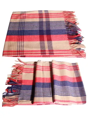 LUXURY Unisex cashmere RED BEIGE check soft pattern scarf stole shawl  pashmina soft light weight warm Winter fringe Scarf xmas gift  anyone