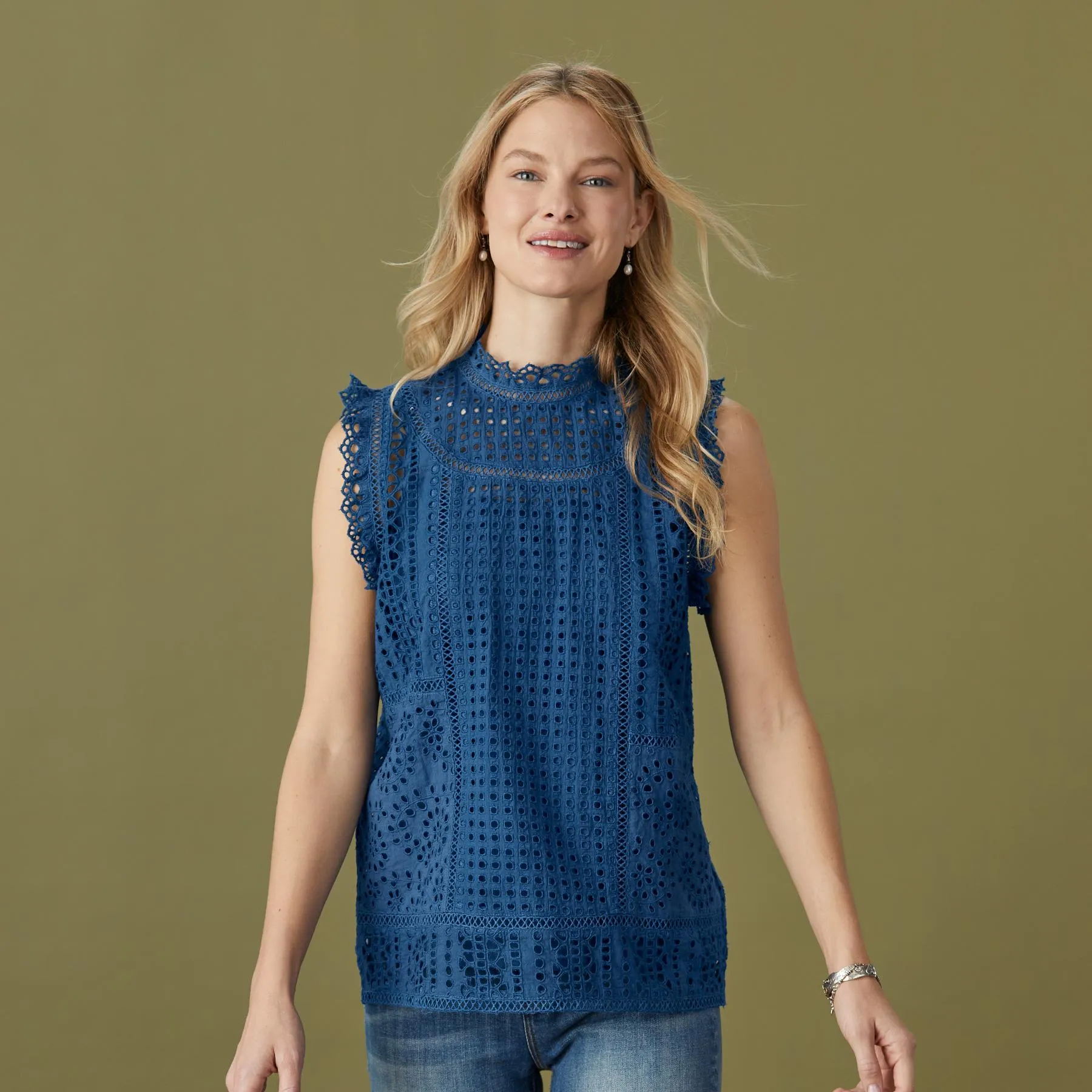 Lyra Eyelet Top, Petite