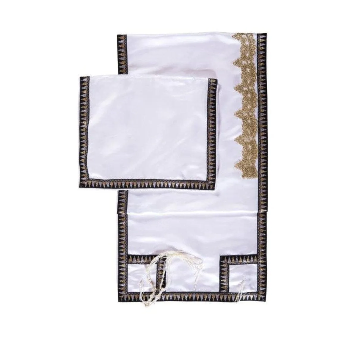 Majestic Elegant Golden Lace Tallit Prayer Shawl Set with Matching Bag