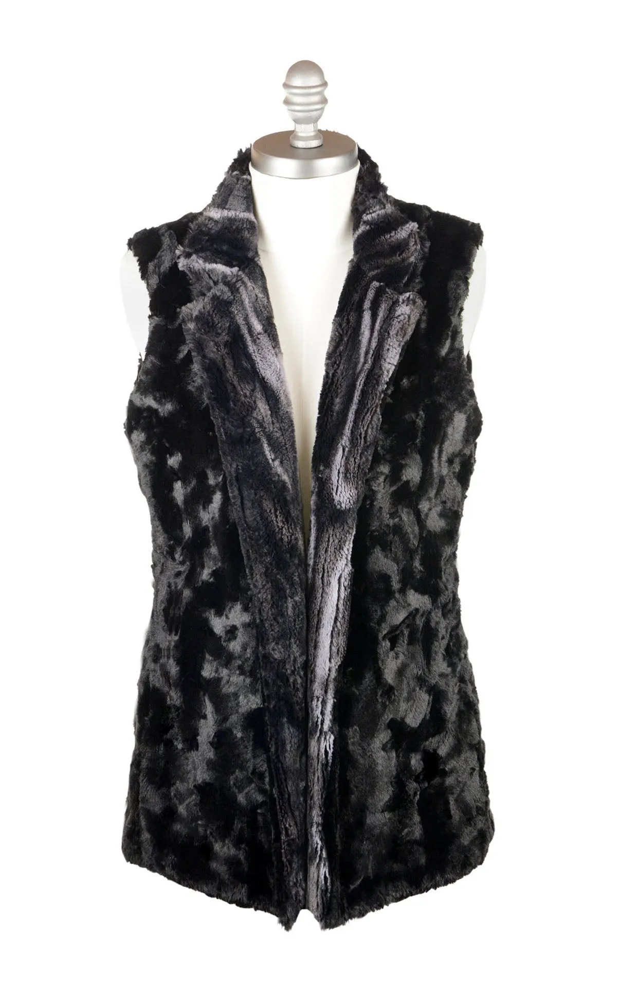 Mandarin Vest Short, Reversible less pockets - Marble Dune Luxury Faux Furs