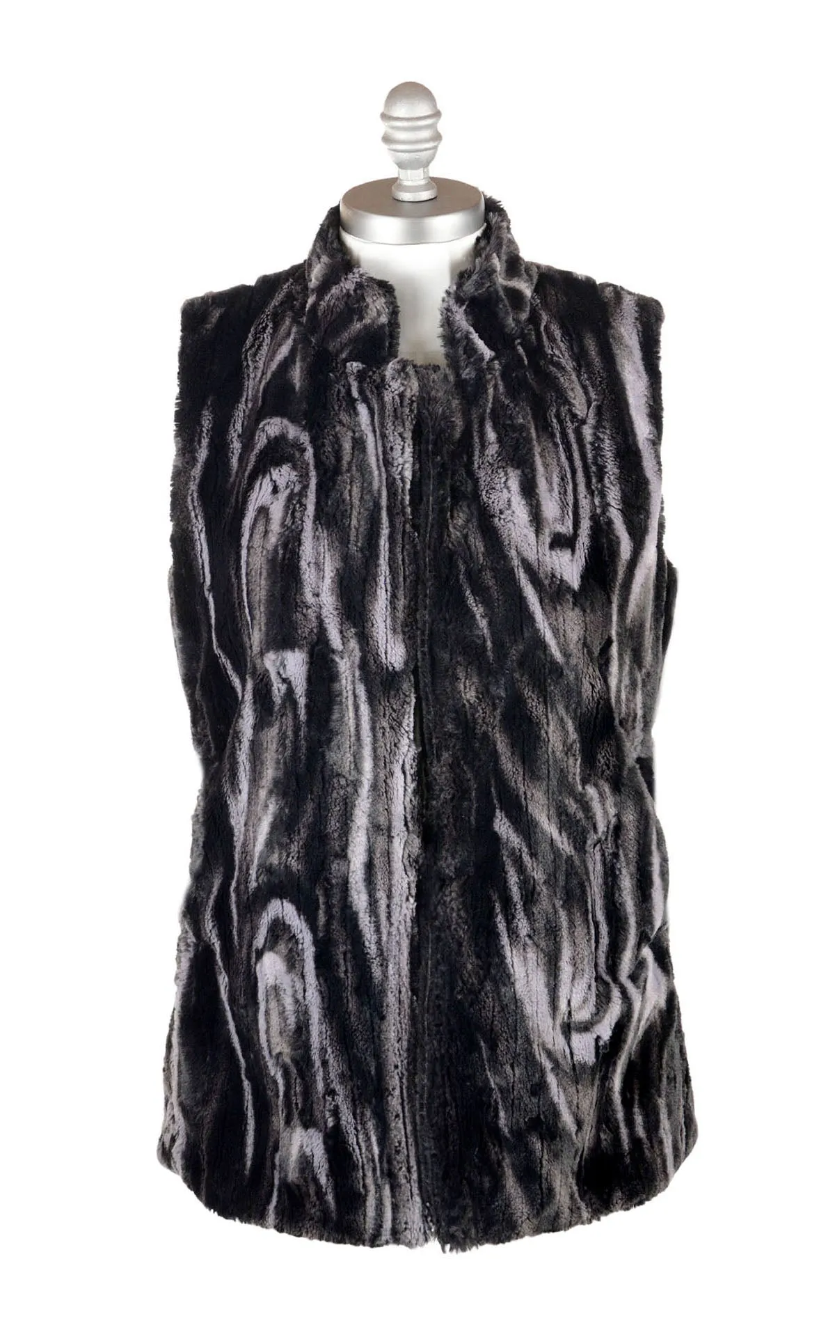 Mandarin Vest Short, Reversible less pockets - Marble Dune Luxury Faux Furs