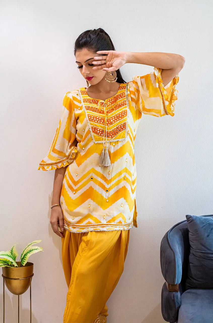 MATARGASHTI - Printed Short Kurta With Tulip Pants