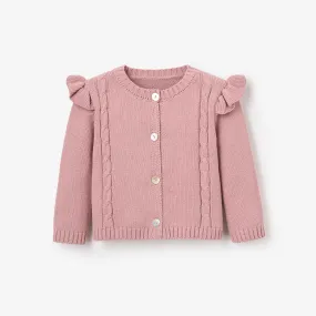 Mauve Flutter Sleeve Cable Cardigan