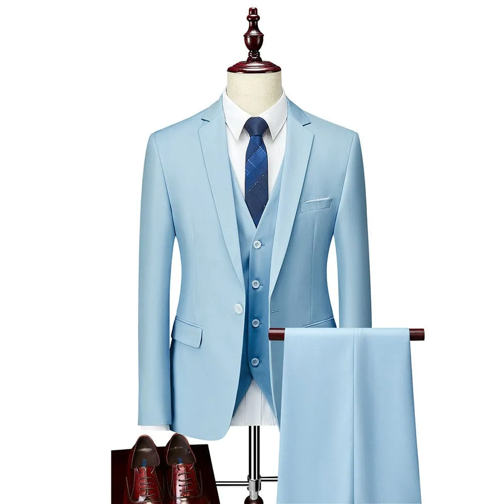 Men 3-Piece Blazer & Vest & Slant Pocket Tailored Pants Set